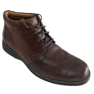 Johnston & Murphy Hunley Mens Leather Chukka Full Grain Dark Brown Boots Sz 10M